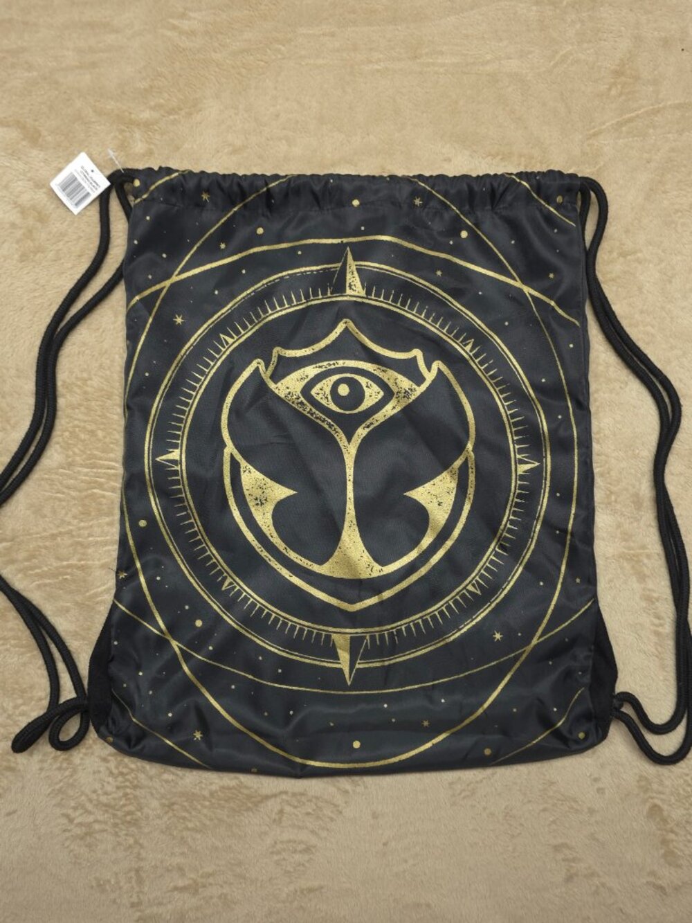 Tomorrowland Global Journey Black Gold Drawstring Backpack NWT Festival Bag